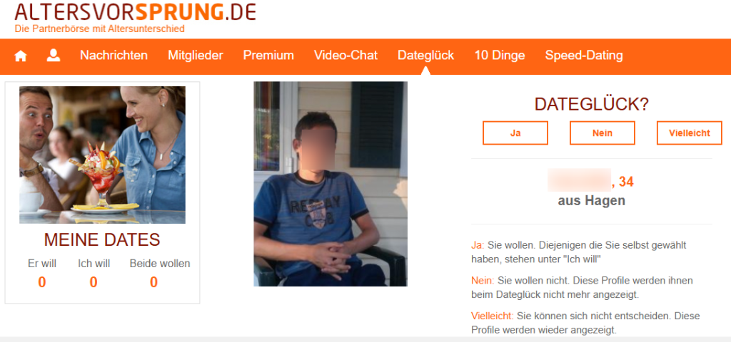 Altersvorsprung Kontaktaufnahme