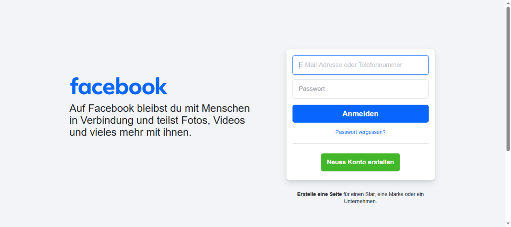 Facebook Startseite