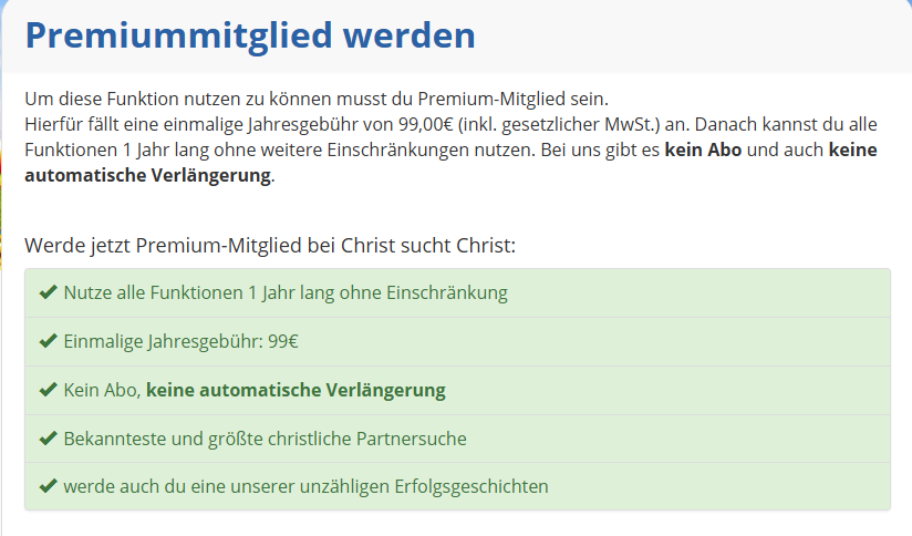 Christ sucht Christ Kosten für Männer