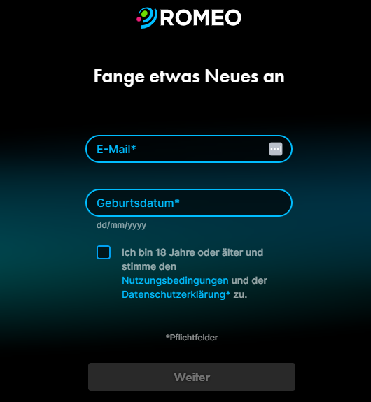 Romeo Anmeldung