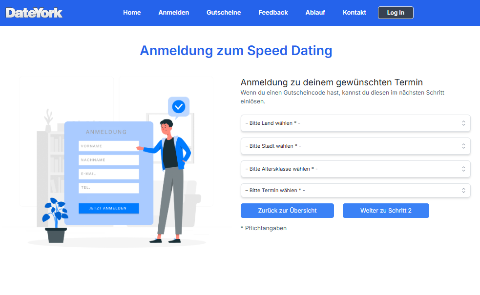 DateYork Anmeldung