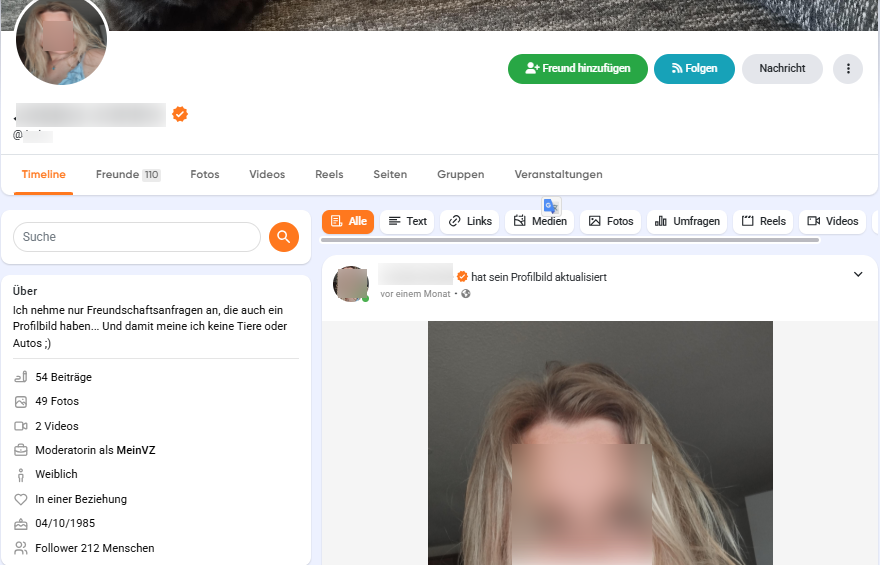 meinVZ Profil
